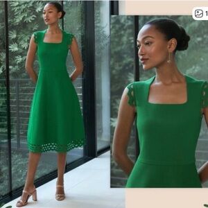 Vienna Emerald Green Sculpt Knit Midi Dress